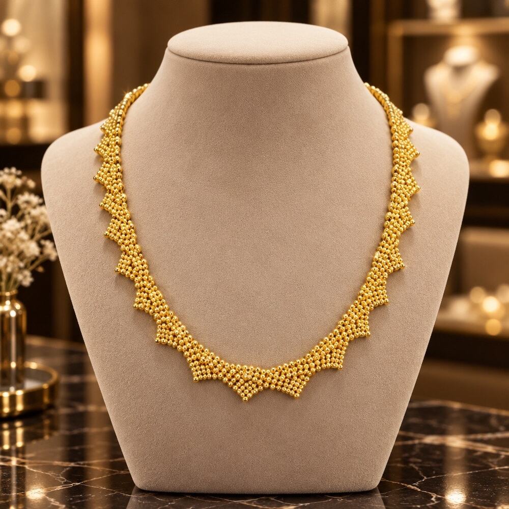 Vintage Signed GEORGE Gold Sawtooth Mesh Statement Necklace